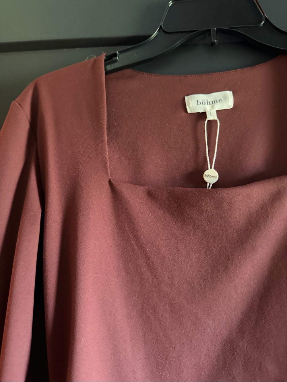 Long-Sleeve Square Neck Bodysuit in Rust - Picture 2 of 3